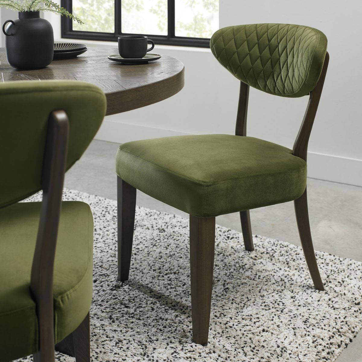 Elliot Fumed Oak Dining Chair Green - 4