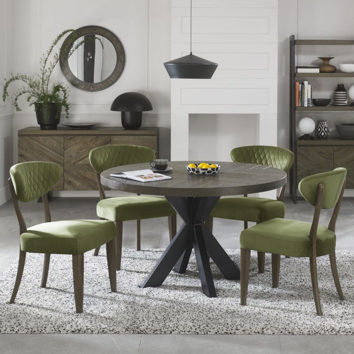 Elliot Fumed Oak Dining Chair Green - 5