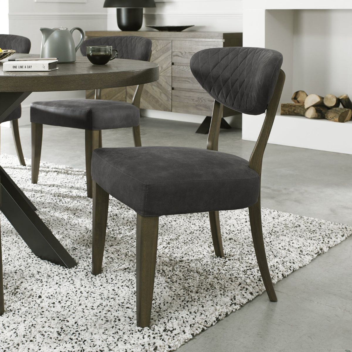 Elliot Fumed Oak Dining Chair Grey - 5