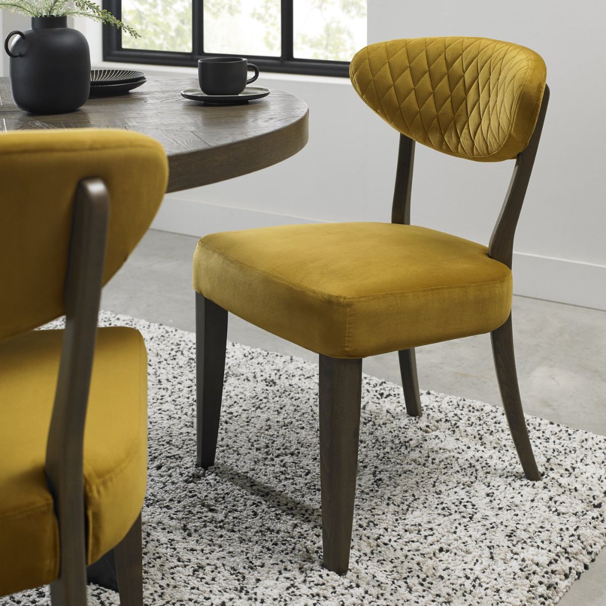 Elliot Fumed Oak Dining Chair Yellow - 4