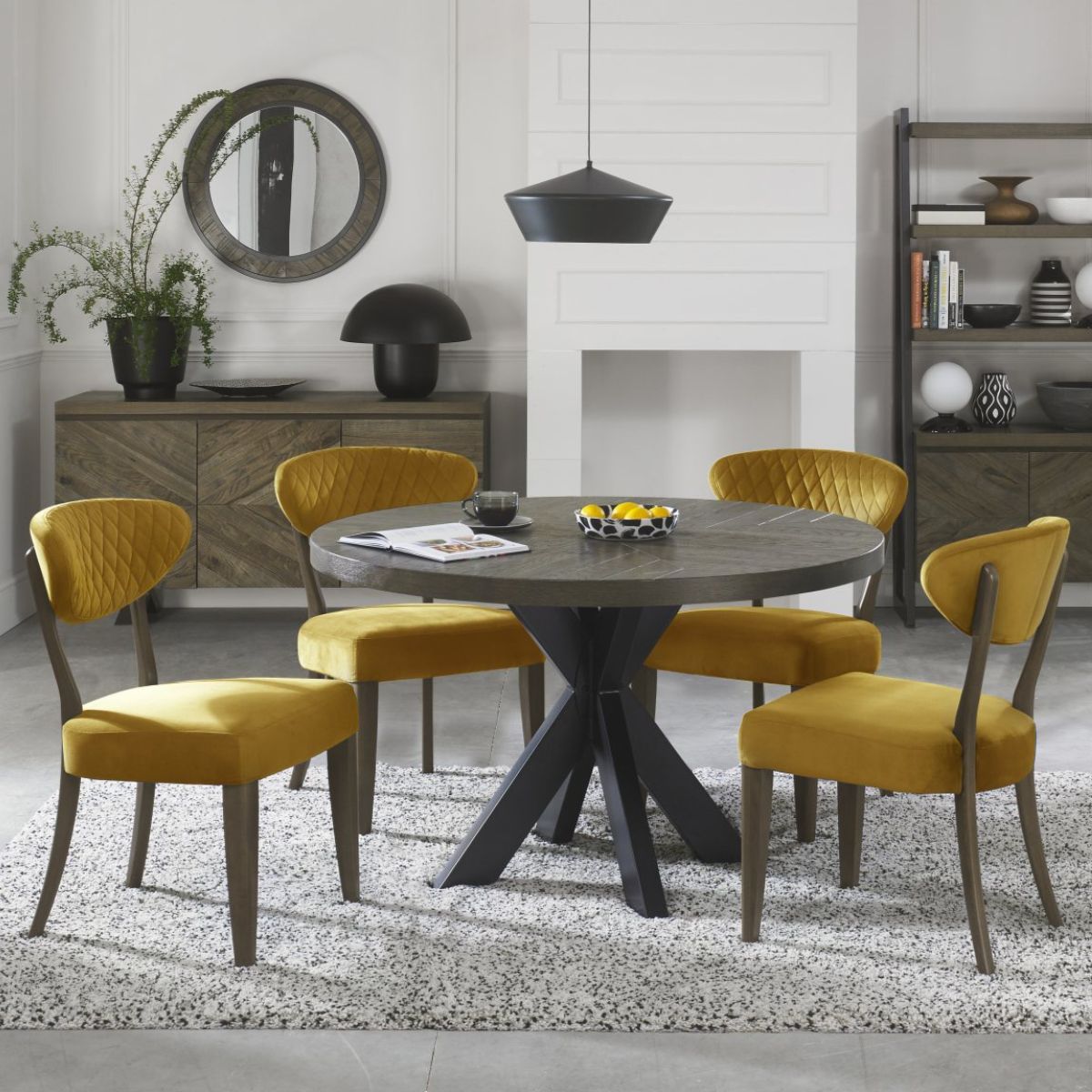 Elliot Fumed Oak Dining Chair Yellow - 5