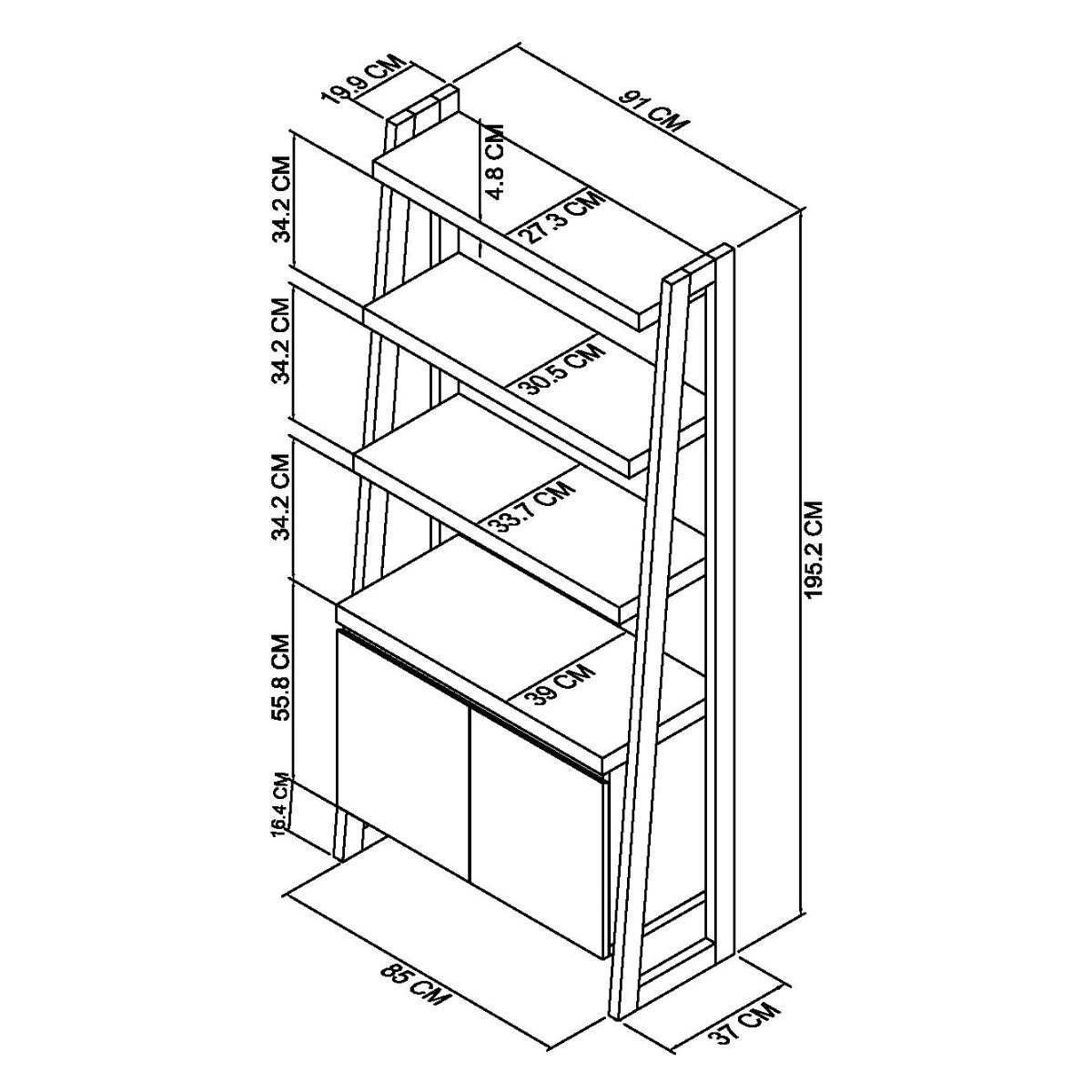 Elliot Fumed Oak Open Display Unit - 6