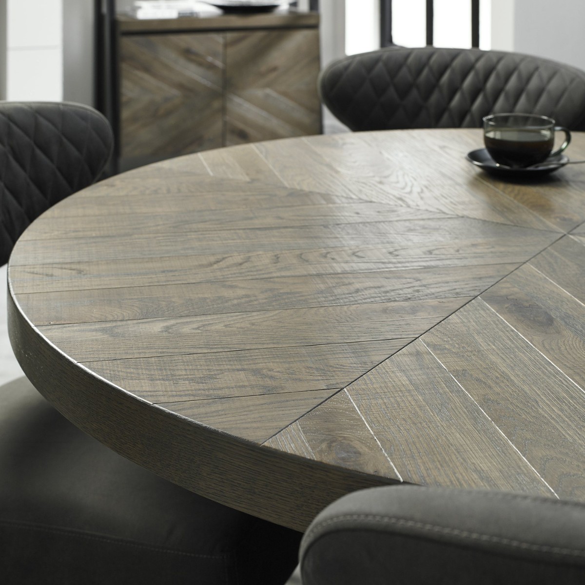 Elliot Fumed Oak Round Dining Table - 3