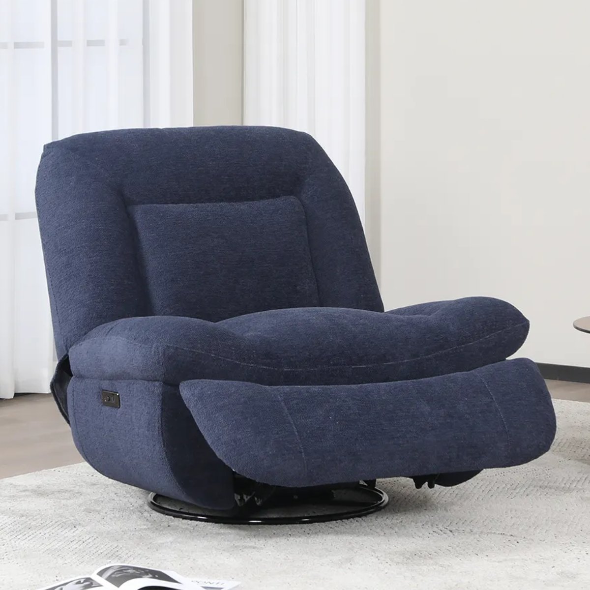 Evans Electric Recliner Chair Indigo - 2