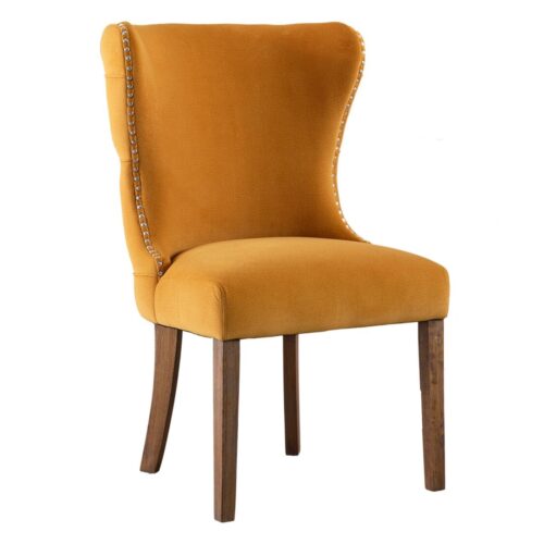 Saoirse mustard button back dining chair