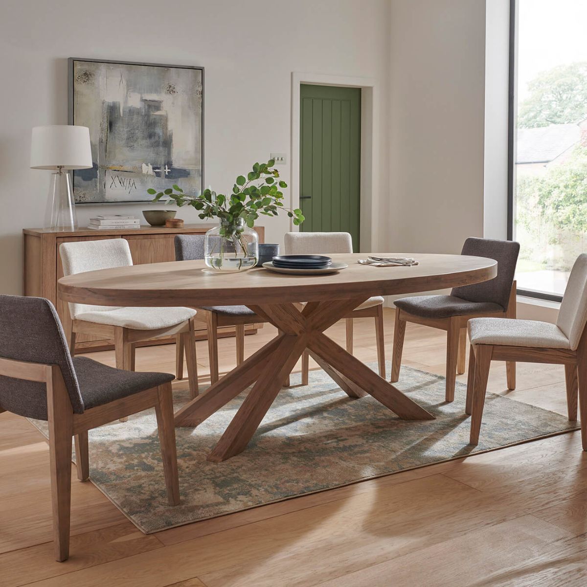 Ferrell Smoked Oak Oval Dining Table - 6