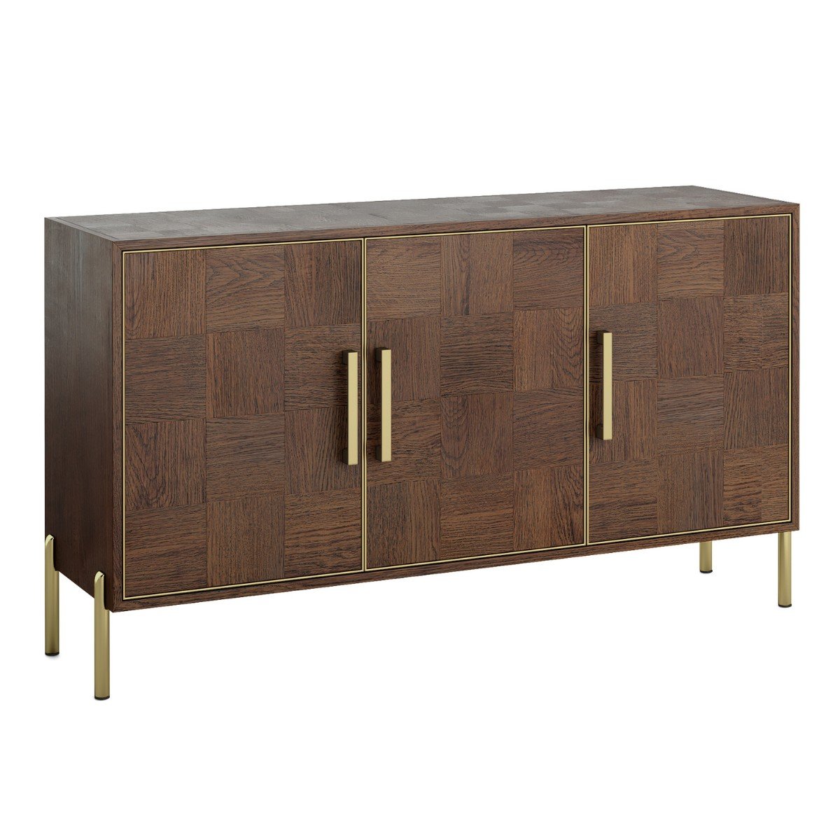 Griffin dark wood and gold 3 Door Sideboard - 1