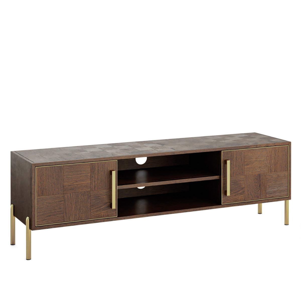 Griffin dark wood and gold Wide TV Unit - 1