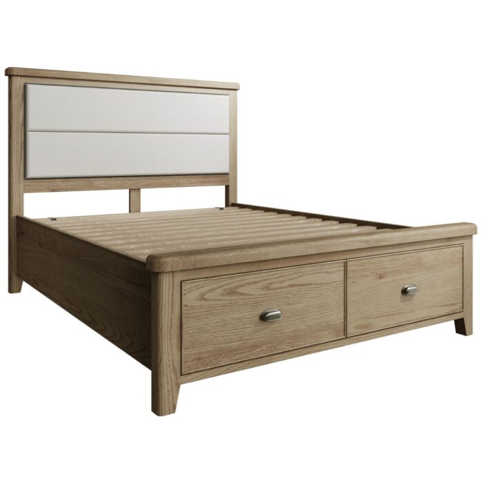 HO-50FHBHO-50DFB-UK - 5ft Oak Bed with Drawers and Fabric Headboard - 3