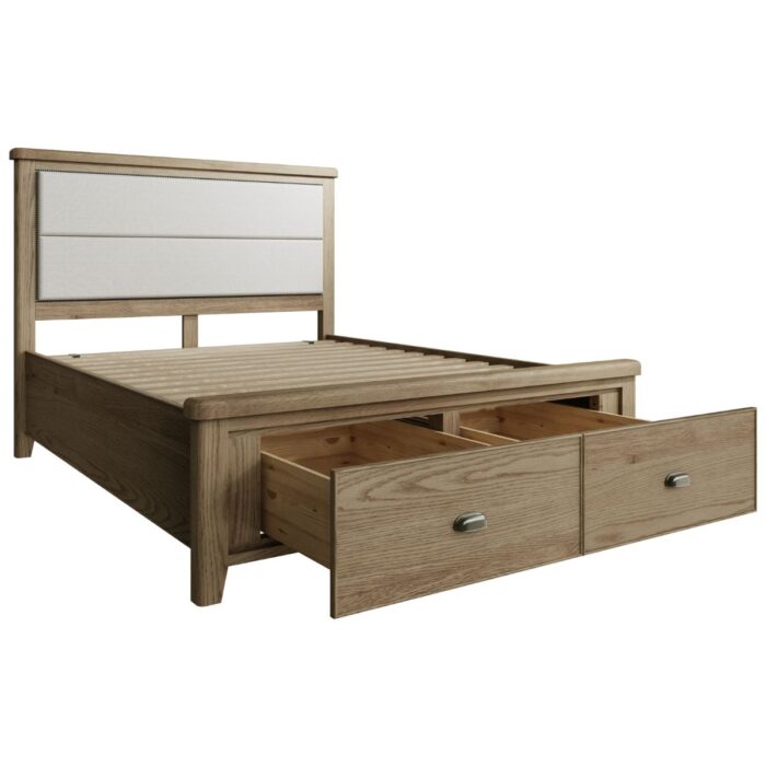 HO-60DFB-UKHO-60FHB-UK - 6ft Oak Bed with Drawers and Fabric Headboard - 2