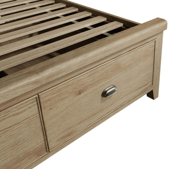 HO-60DFB-UKHO-60FHB-UK - 6ft Oak Bed with Drawers and Fabric Headboard - 7