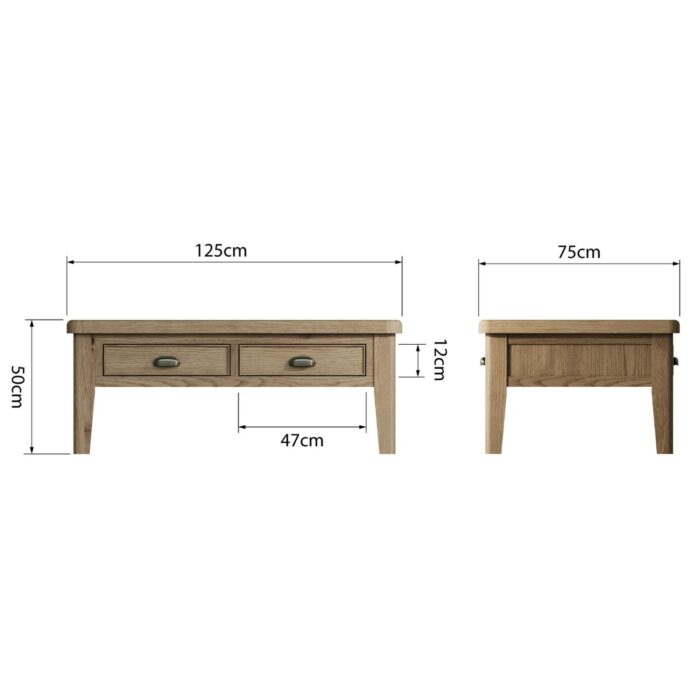 HO-LCT - Halifax Large Oak Coffee Table with Drawers - 9