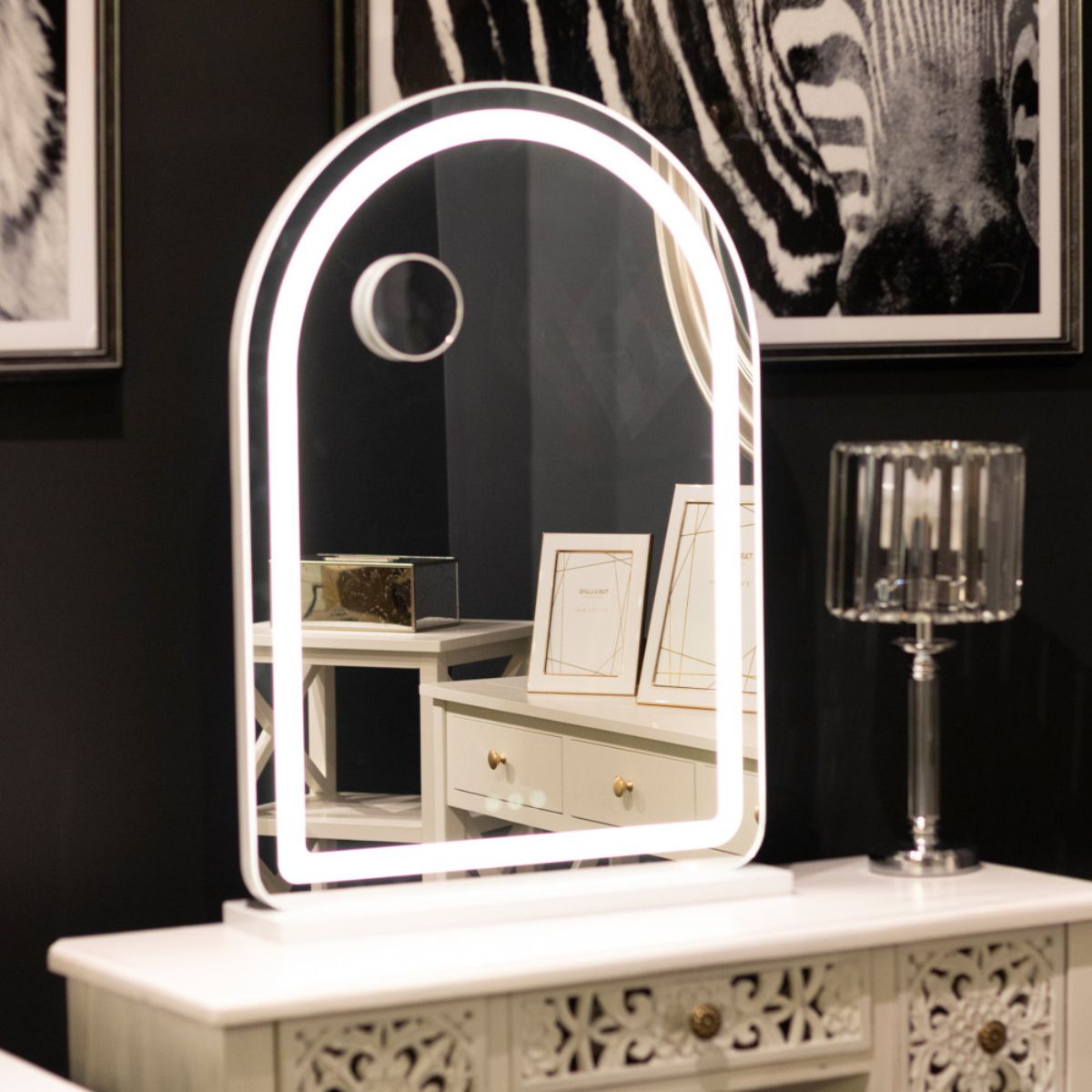 Hollywood White Arch Vanity Mirror - 2