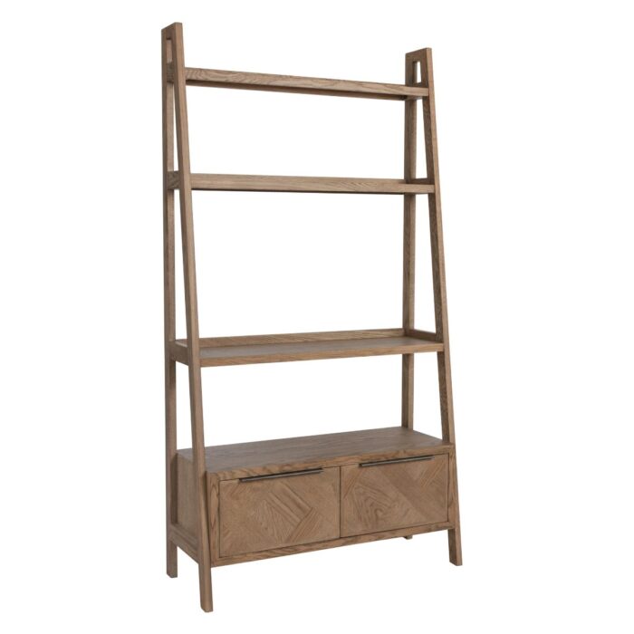 Idris oak ladder bookcase