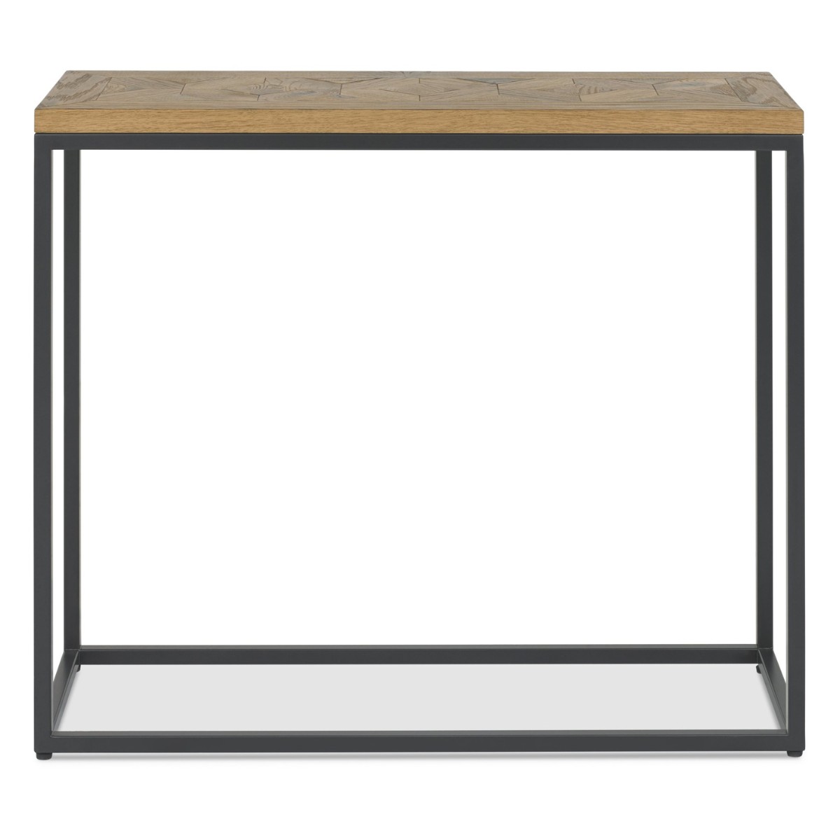 Inishmore Oak and Black Metal Narrow Console Table - 2