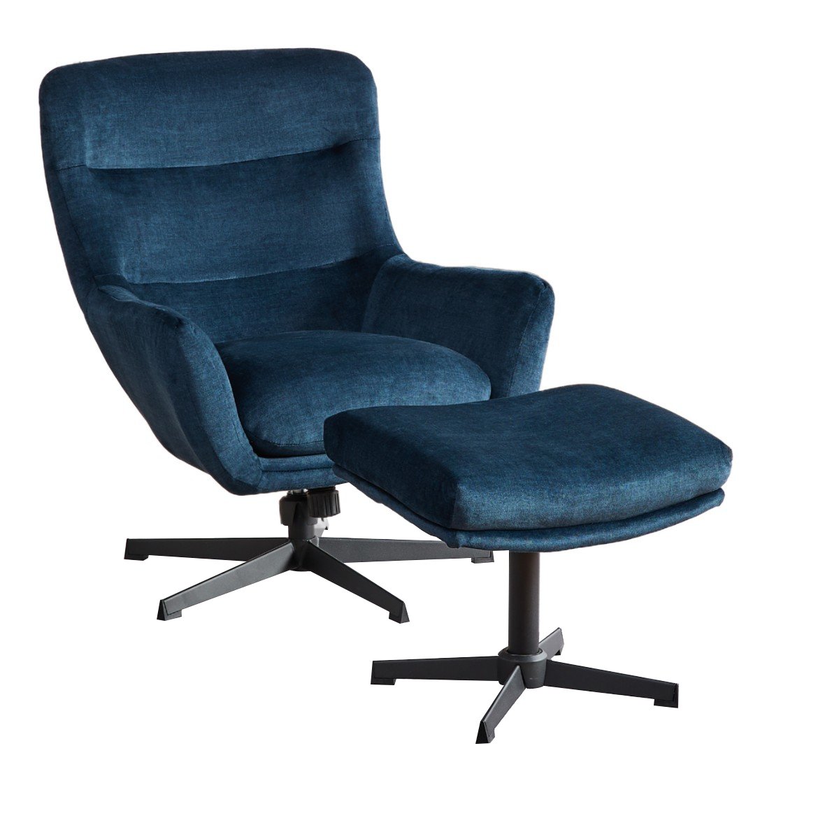 Irmina Swivel Recliner and Footstool Blue - 1