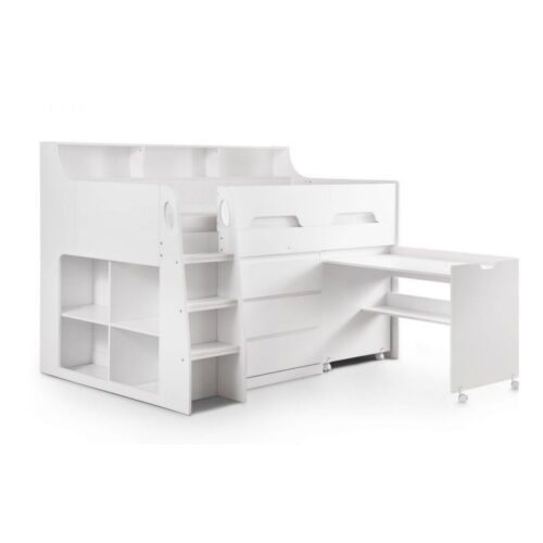 White Wooden Mid Sleeper Bed