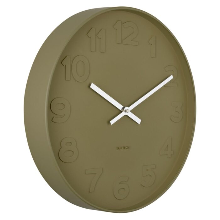 KA5636MG - Mr.Brown Minimalist Moss Green Wall Clock - 1