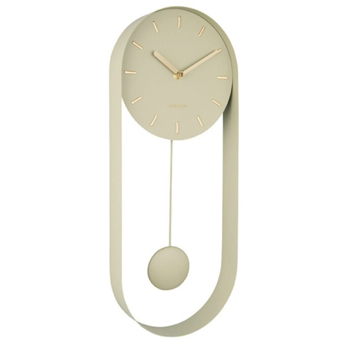 KA5822OG - Elegant Pendulum Olive Green Wall Clock