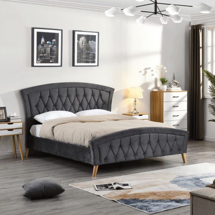 Kalie Charcoal Upholstered Bed - 2
