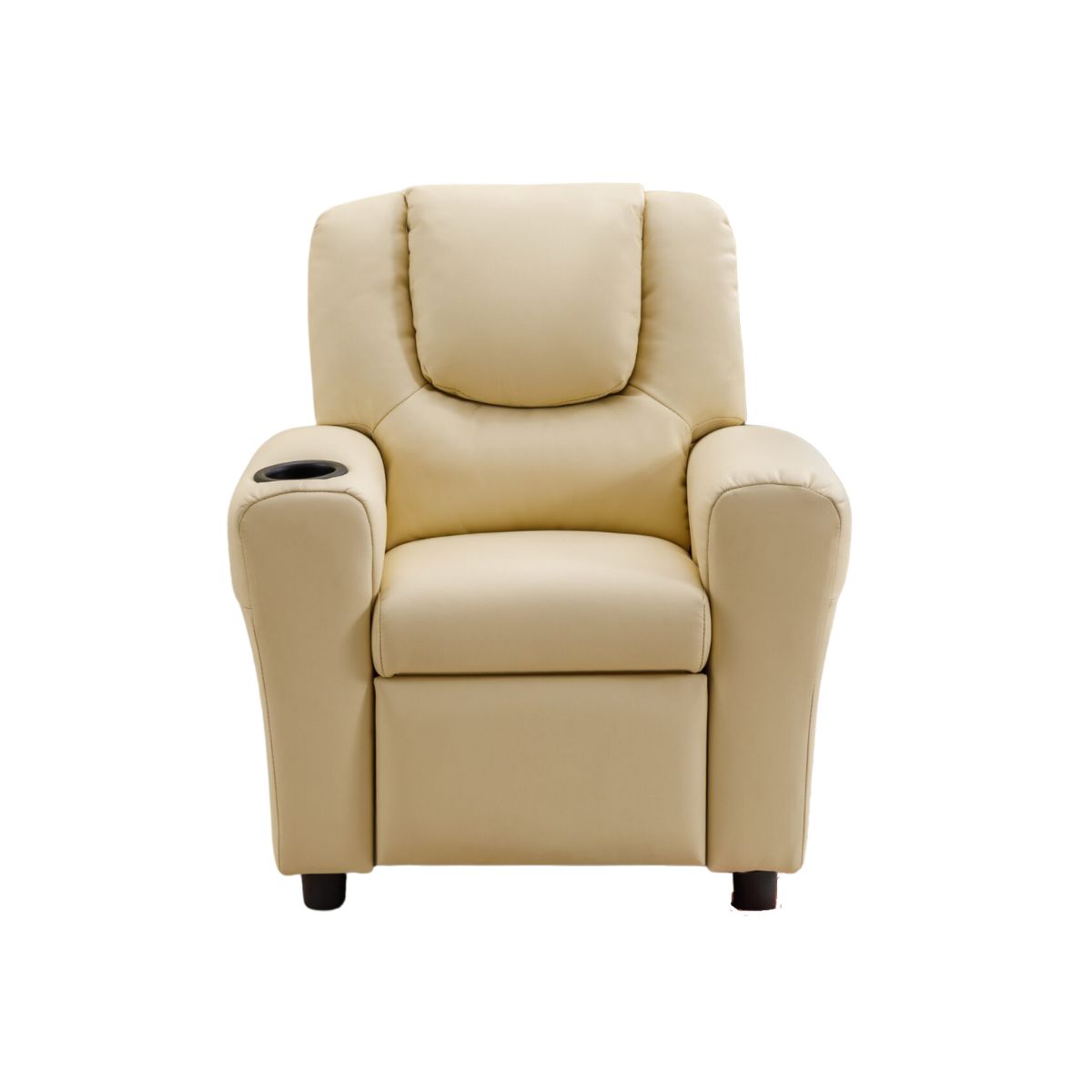 Kids Recliner Chair with Cup Holder Beige - 1