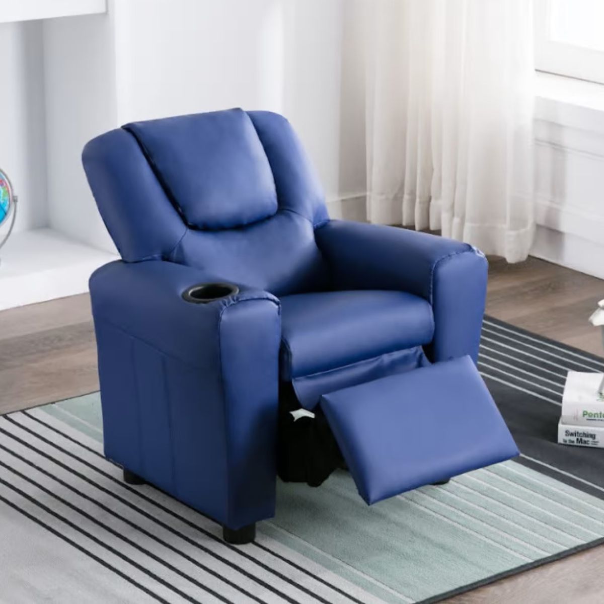 Kids Recliner Chair with Cup Holder Blue - 2