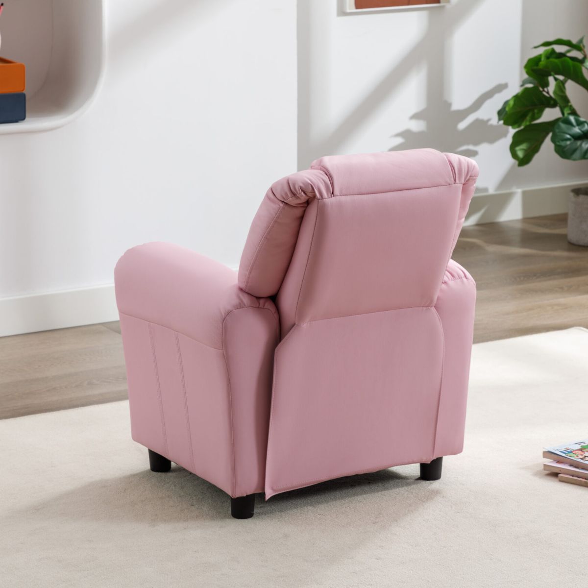 Kids Recliner Chair with Cup Holder Light Pink - 4