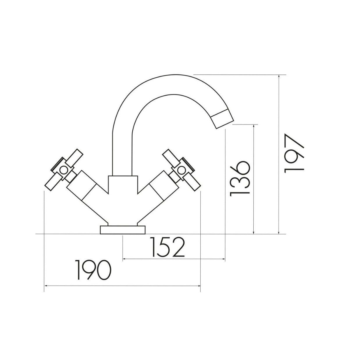 Kross Chrome Mono Basin Mixer with Push Waste - 3