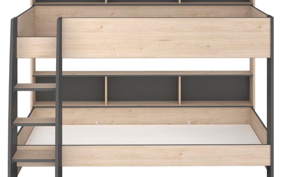 Lindsay Grey & Oak Bunk Bed With Shelves