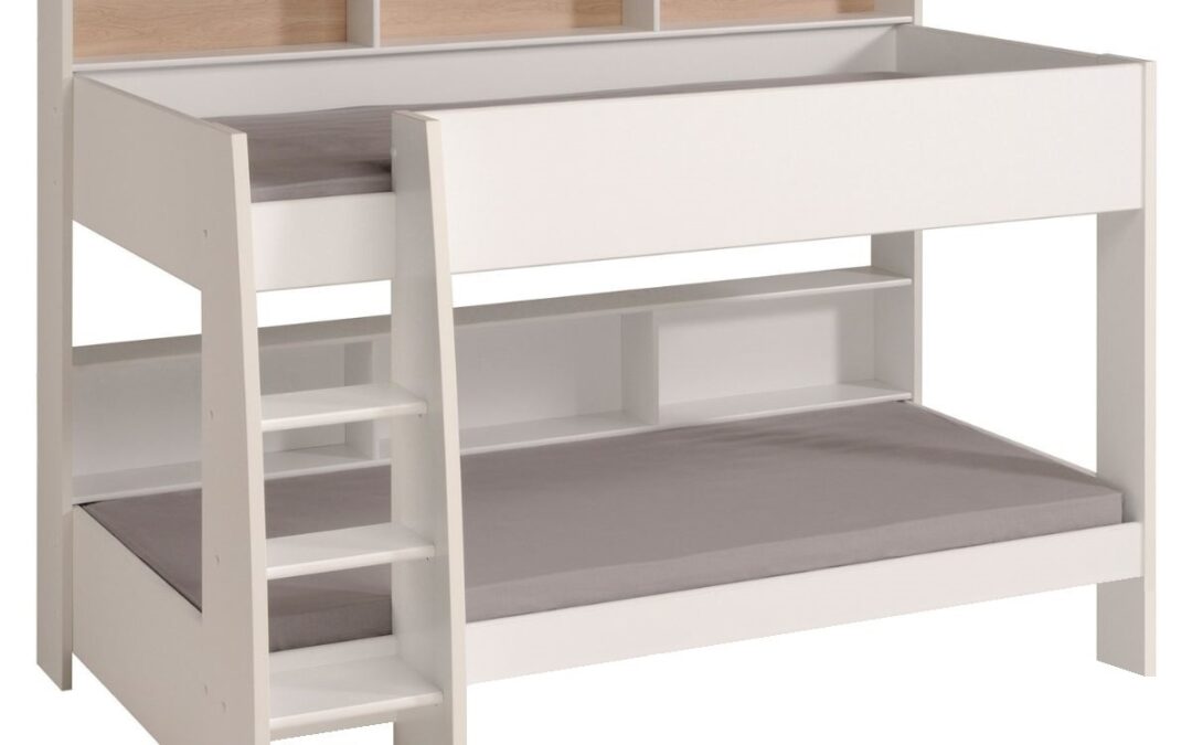 Lindsay Oak & White Bunk Bed With Shelves