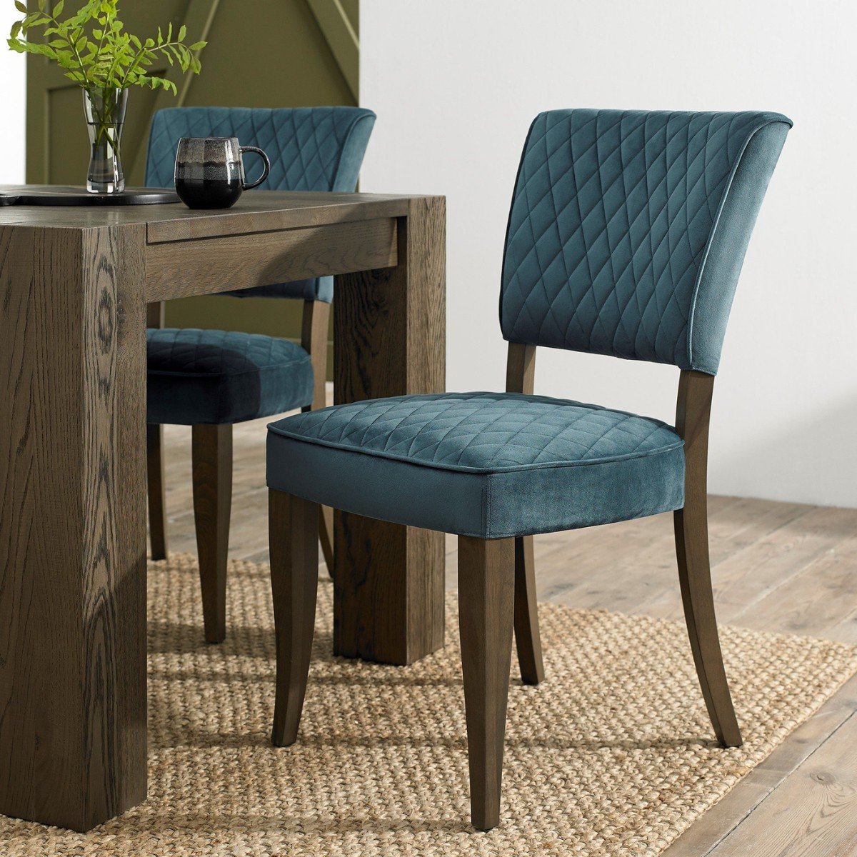 Lachlan Fumed Oak Dining Chair Blue - 4