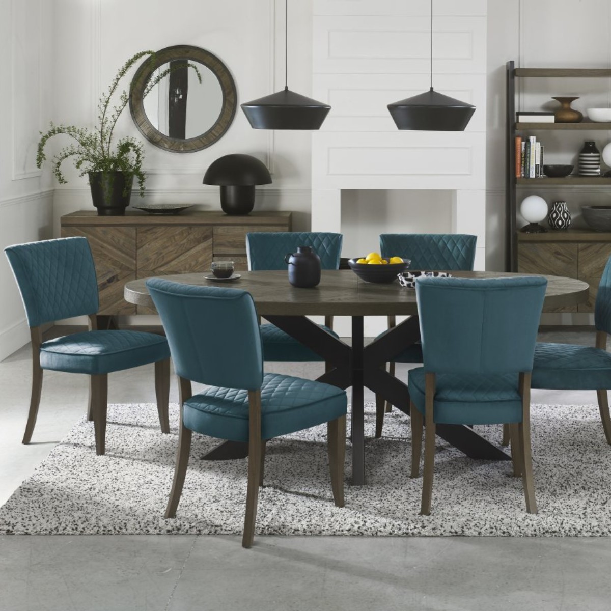 Lachlan Fumed Oak Dining Chair Blue - 5