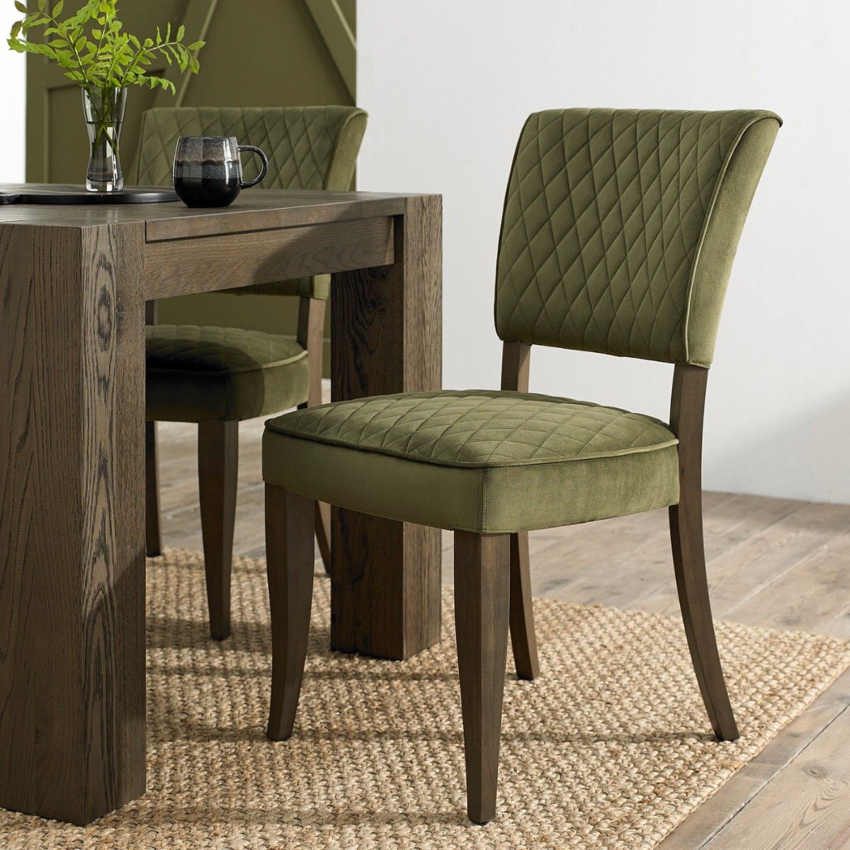 Lachlan Fumed Oak Dining Chair Green - 4