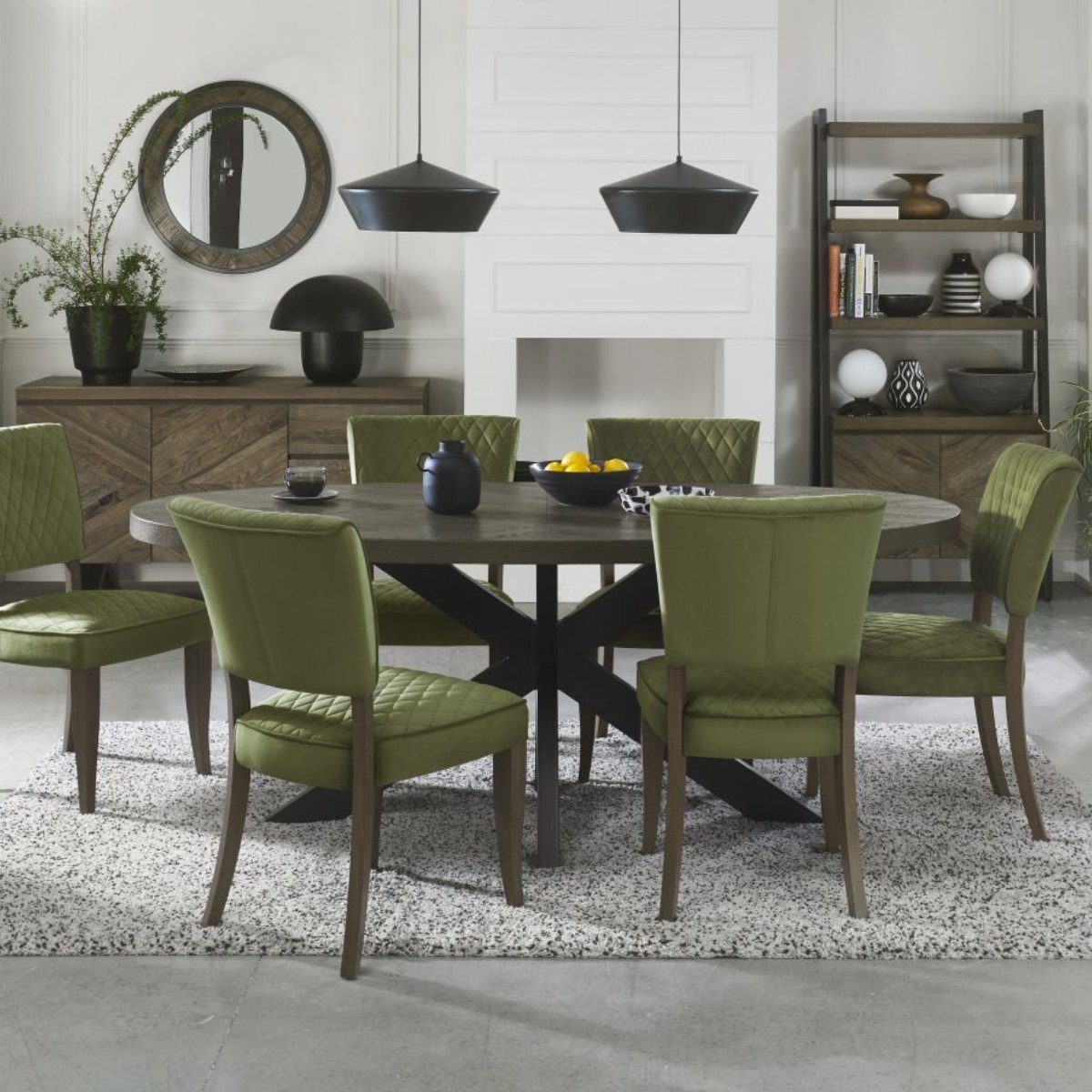 Lachlan Fumed Oak Dining Chair Green - 5