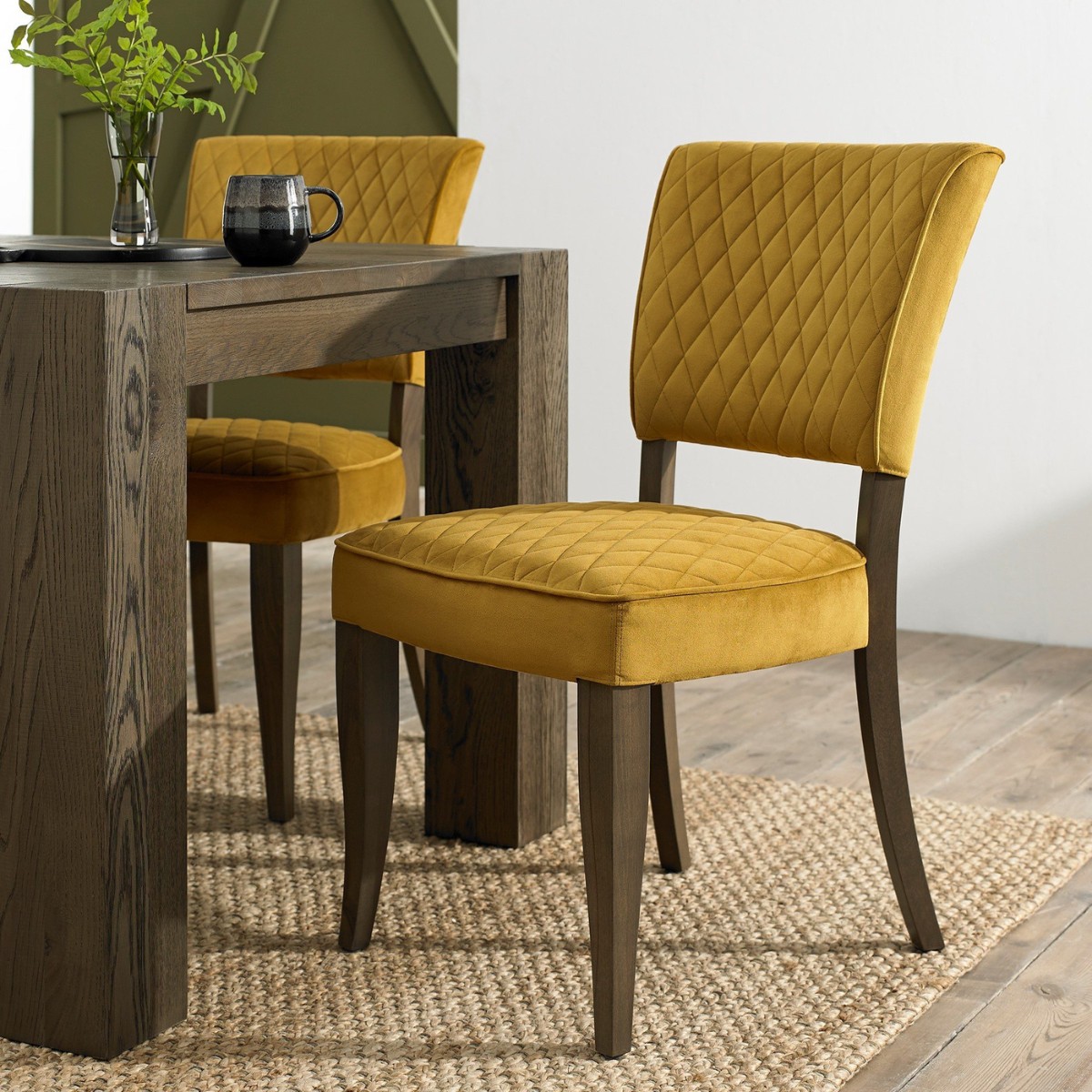 Lachlan Fumed Oak Dining Chair Yellow - 4