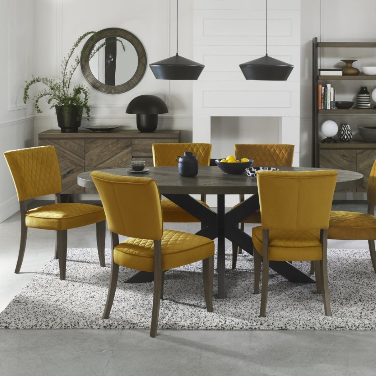 Lachlan Fumed Oak Dining Chair Yellow - 5