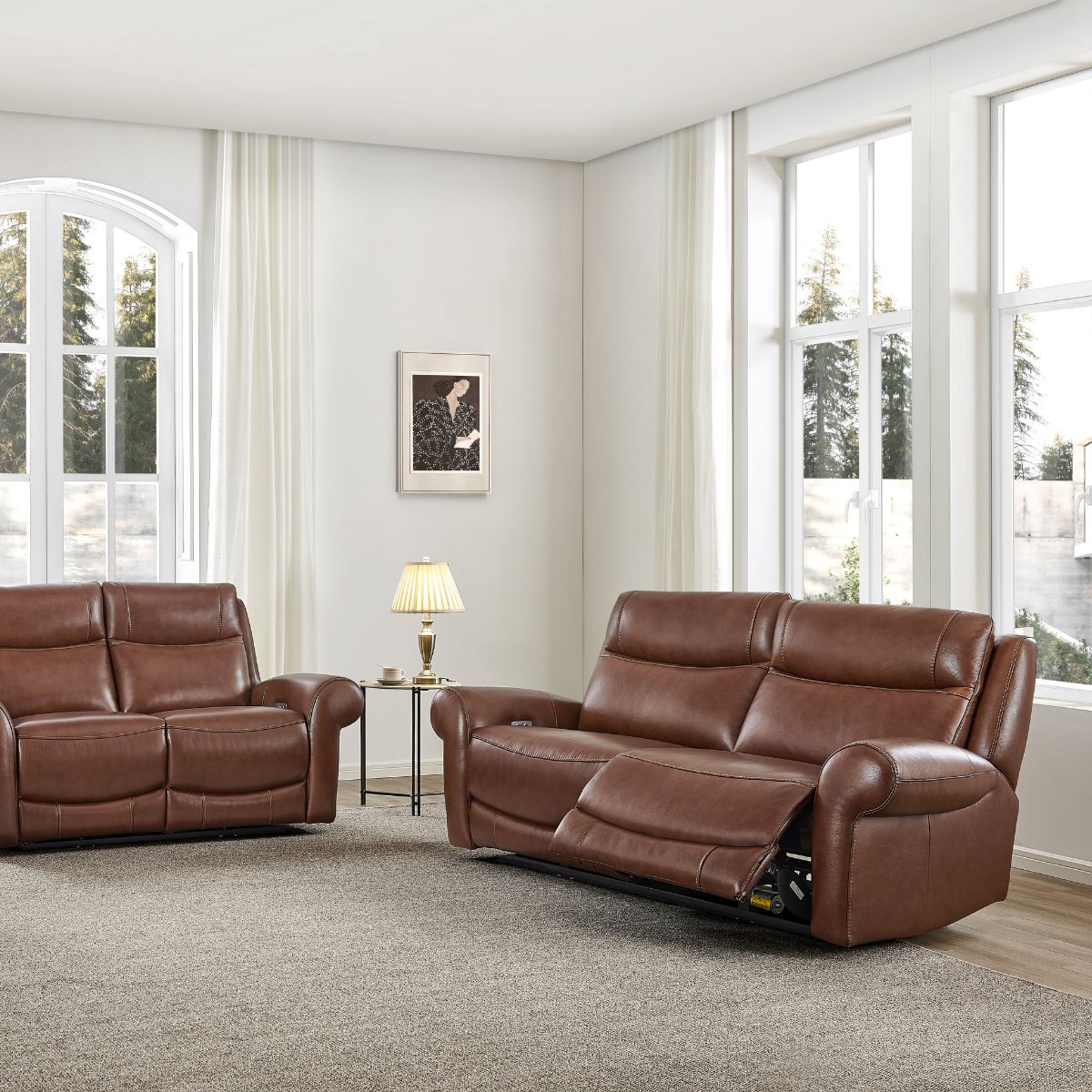 Lindfield Tan Leather 3 Seater Powered Recliner - 6