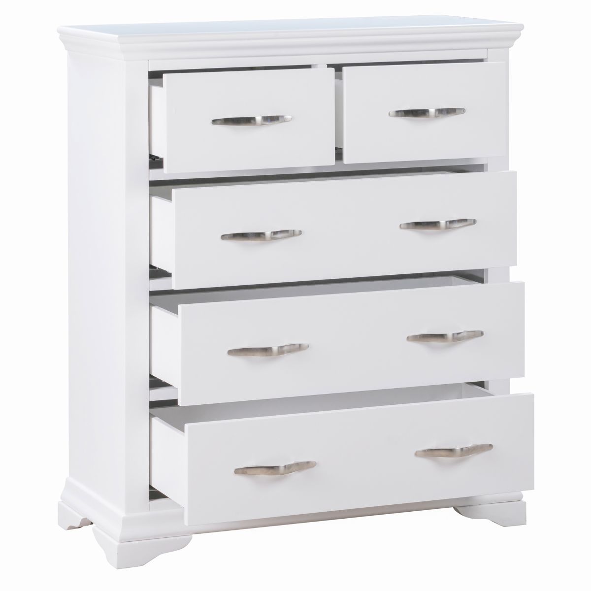Lucilla Tall White Chest of 5 Drawers - 3