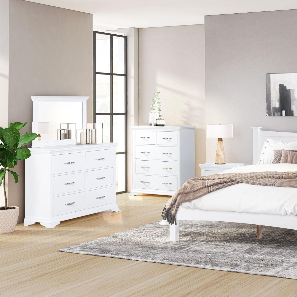 Lucilla Tall White Chest of 5 Drawers - 5