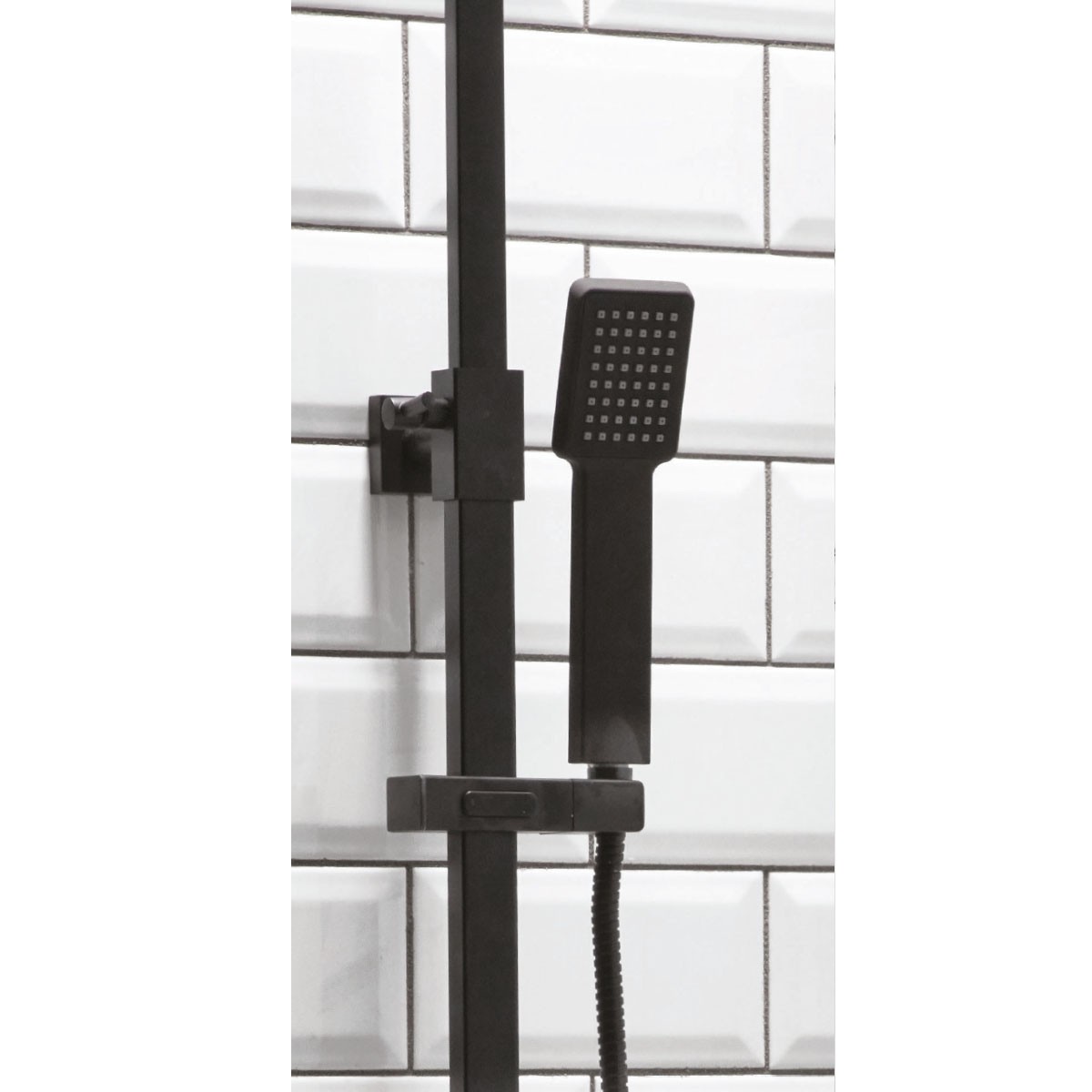 Lunar Black Square Rigid Riser Shower - 3