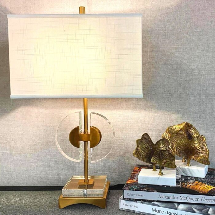 ME036 - Shaina Semi Circle Design Gold Art Deco Table Lamp - 2