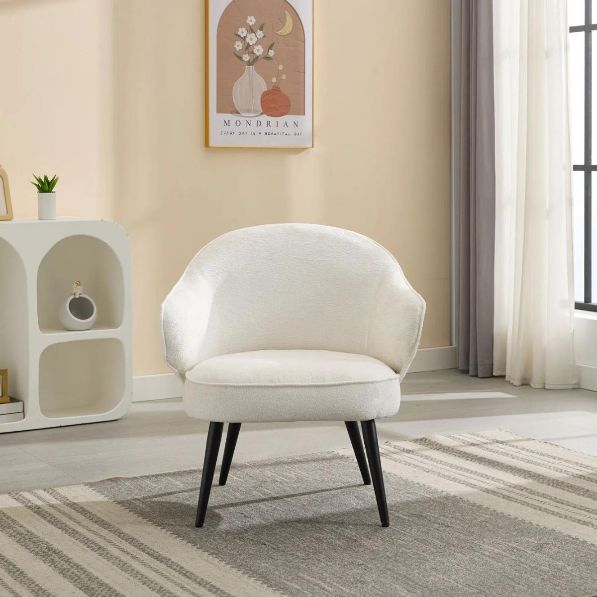 Marjorie Round Back Accent Chair White - 3