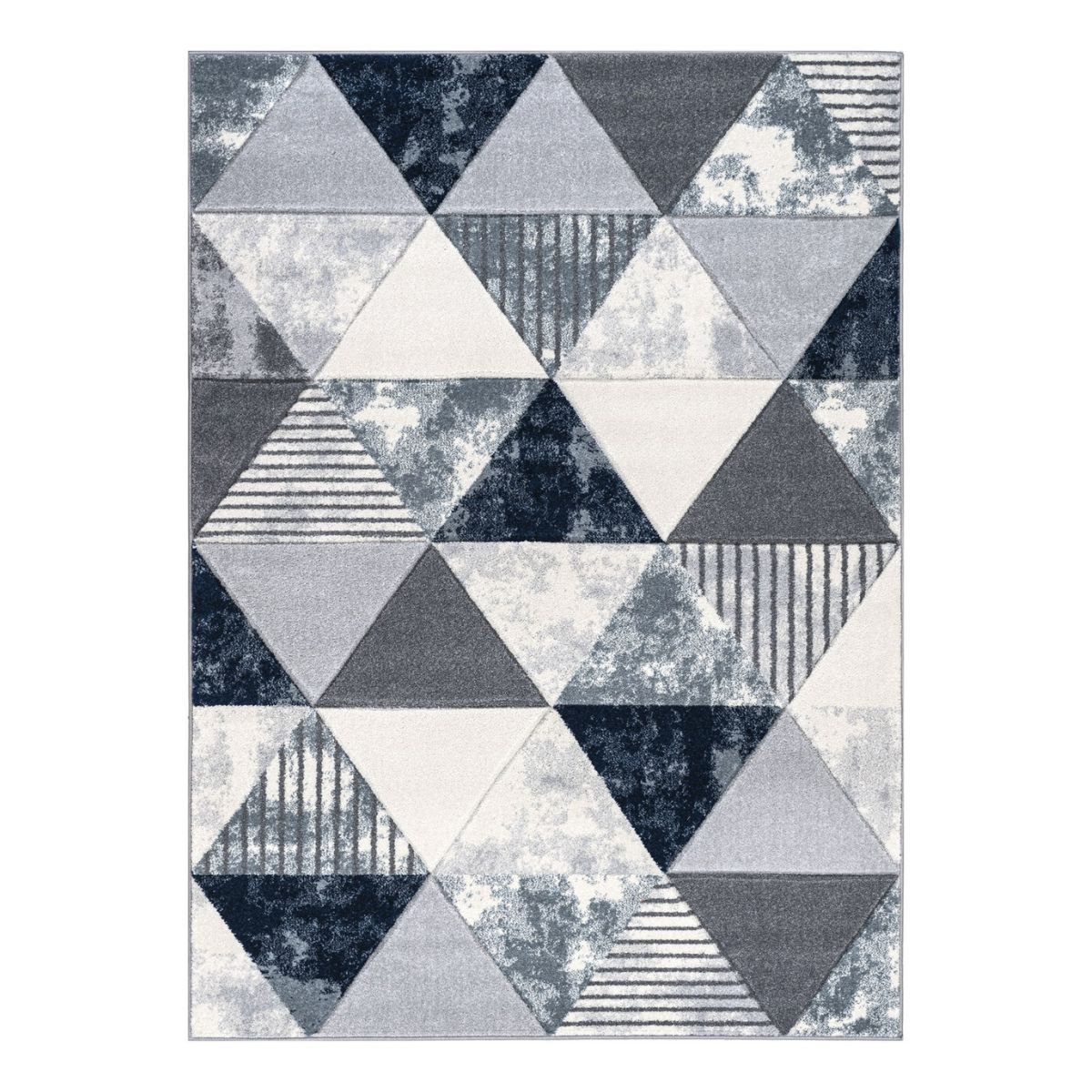 Mason Blue Textured Triangle Block Pattern Rug - 1