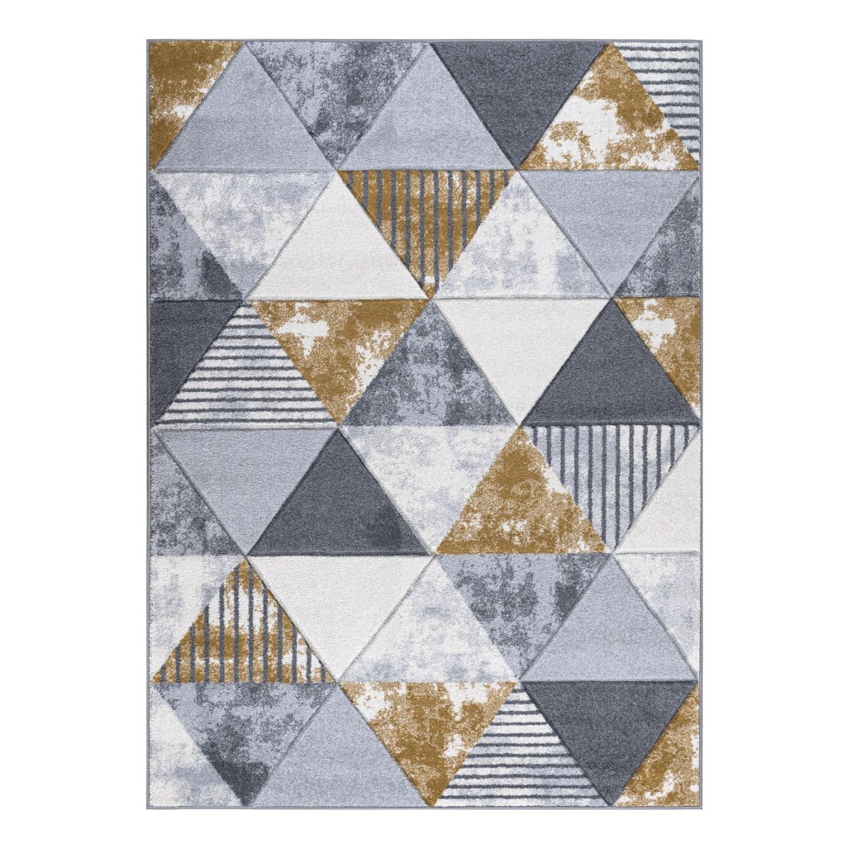 Mason Mustard and Grey Triangular Pattern Rug - 1