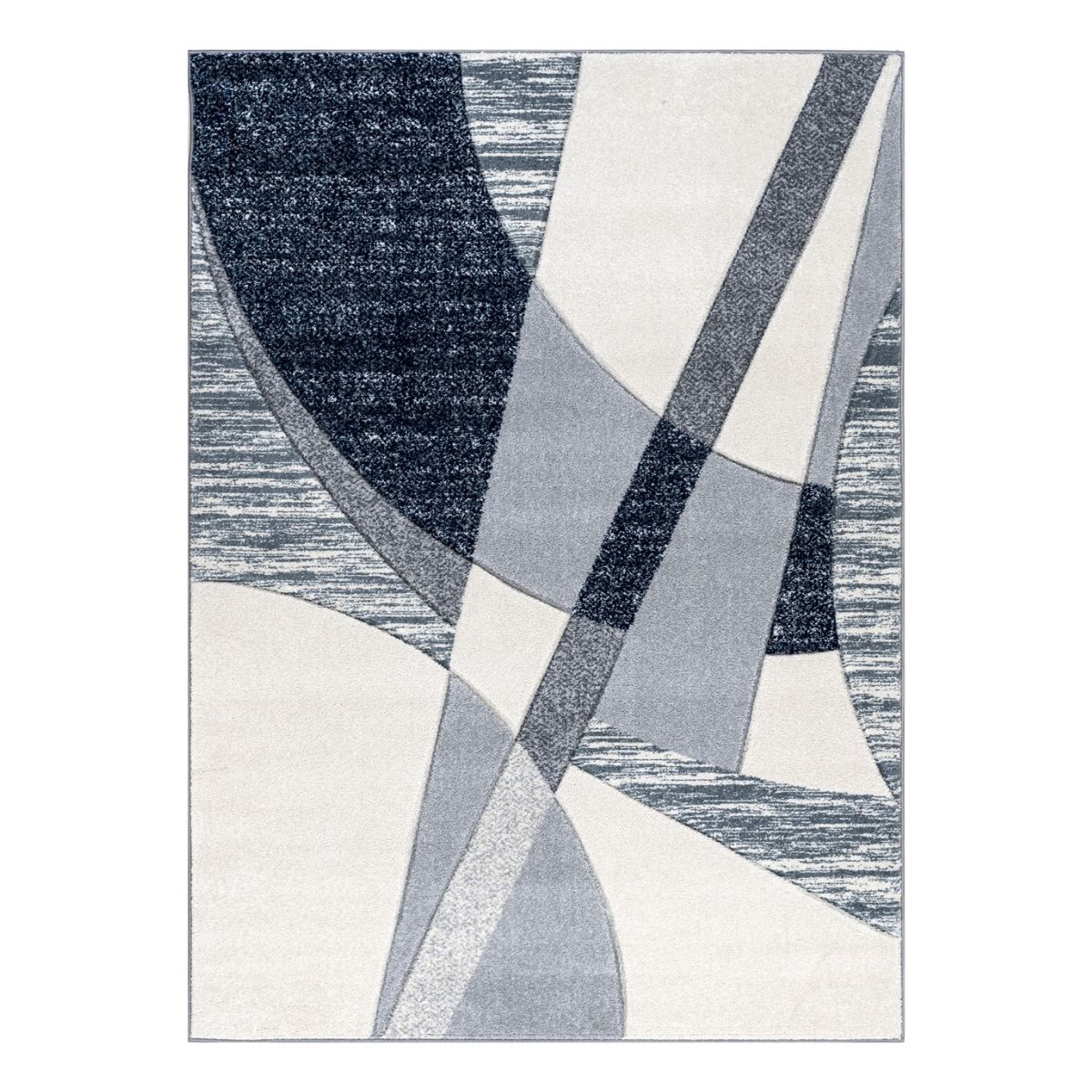 Mason Soft Grey and Navy Geometric Rug - 1