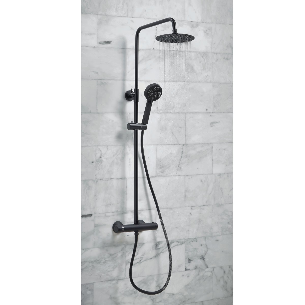 Middleton Black Round Rigid Riser Shower - 2