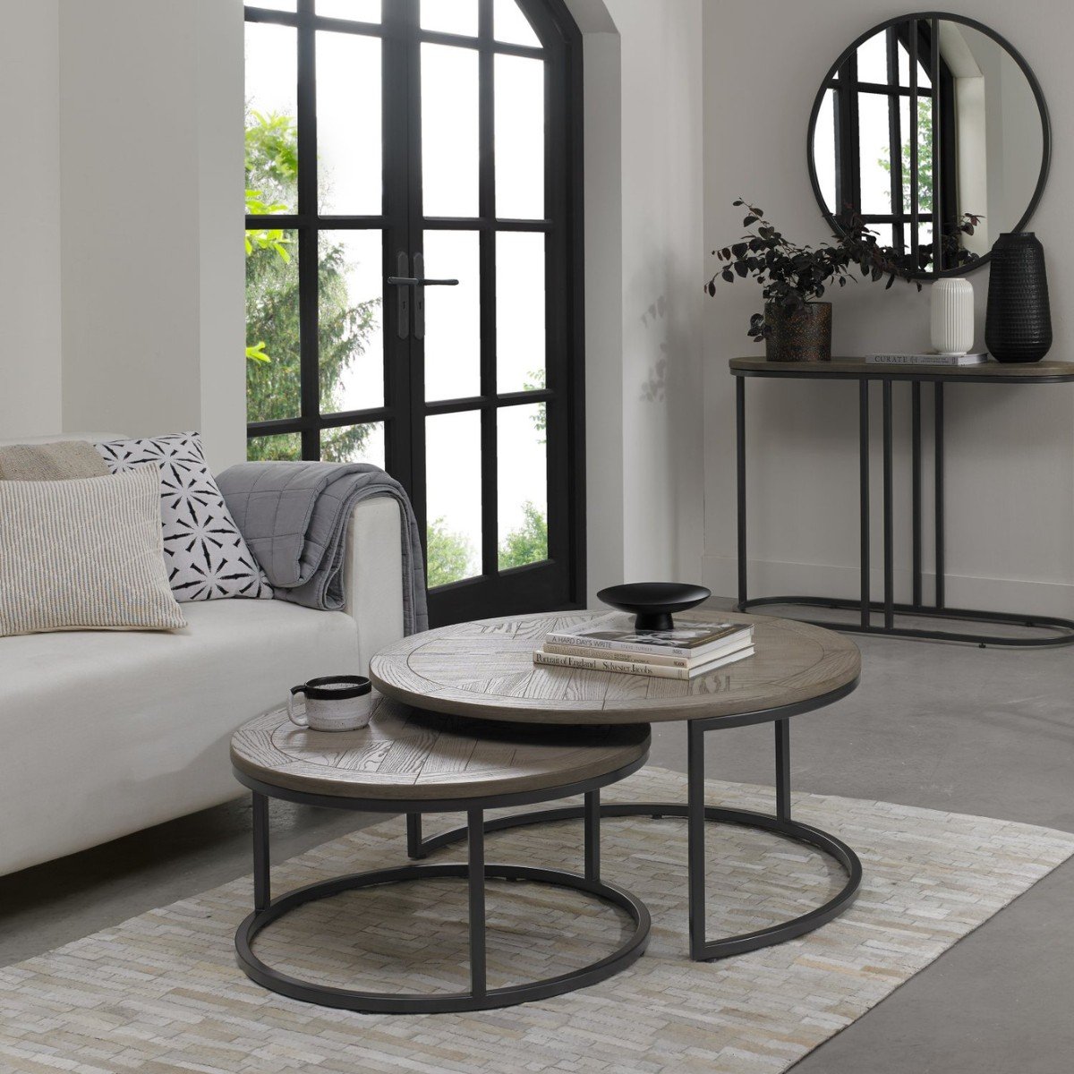 Moyvane Grey Round Nest of Coffee Tables - 4