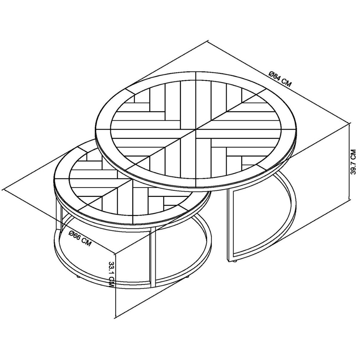 Moyvane Grey Round Nest of Coffee Tables - 6