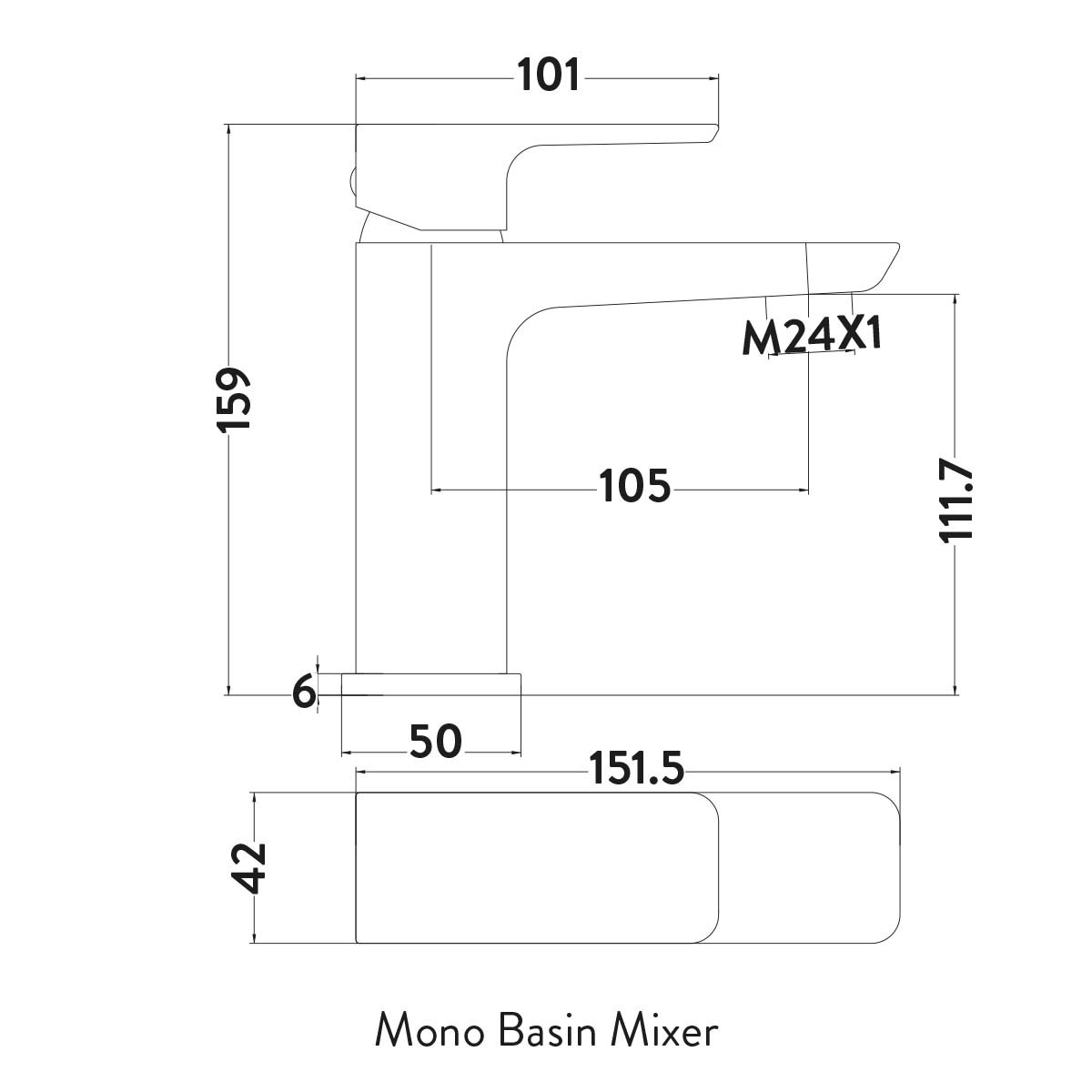 Muro Brushed Brass Basin Mono Mixer - 3