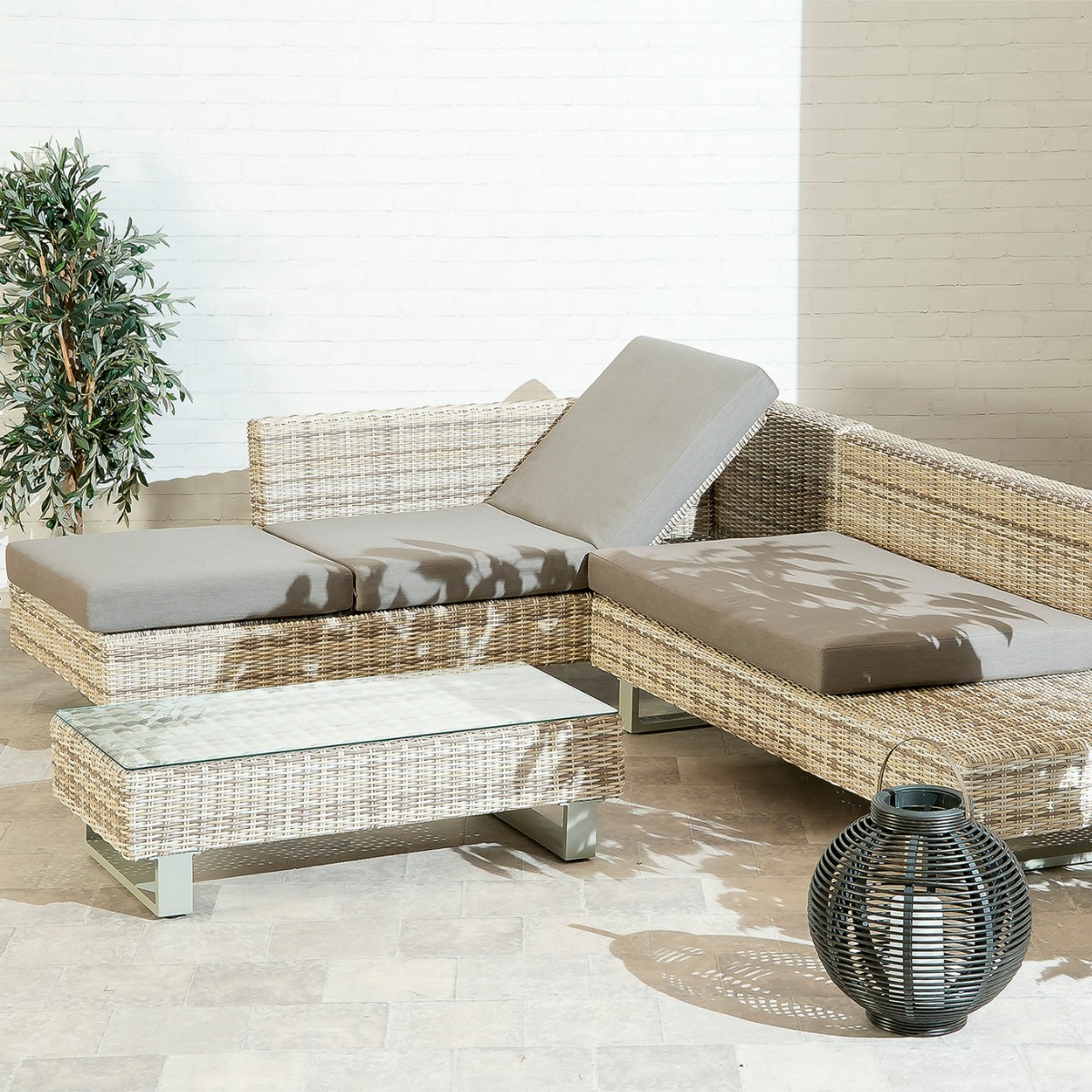 Naples Rattan Corner Garden Furniture Set - 2